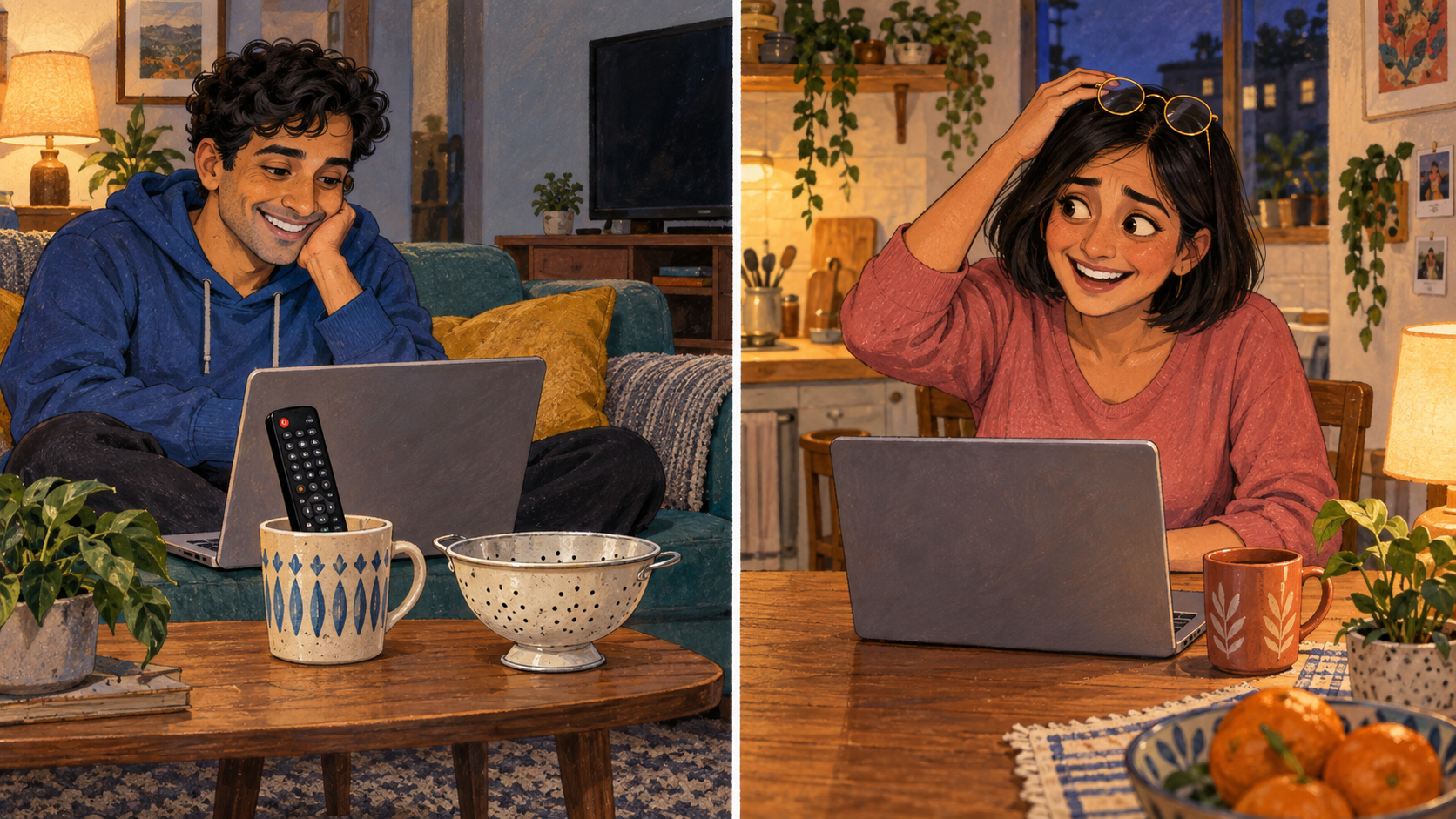 Rohan keeps the recovered remote in a mug while Tara discovers her missing glasses on top of her own head.